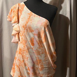 NWT Jennifer Lopez Orange Tie-Dye One-Shoulder Women's Top